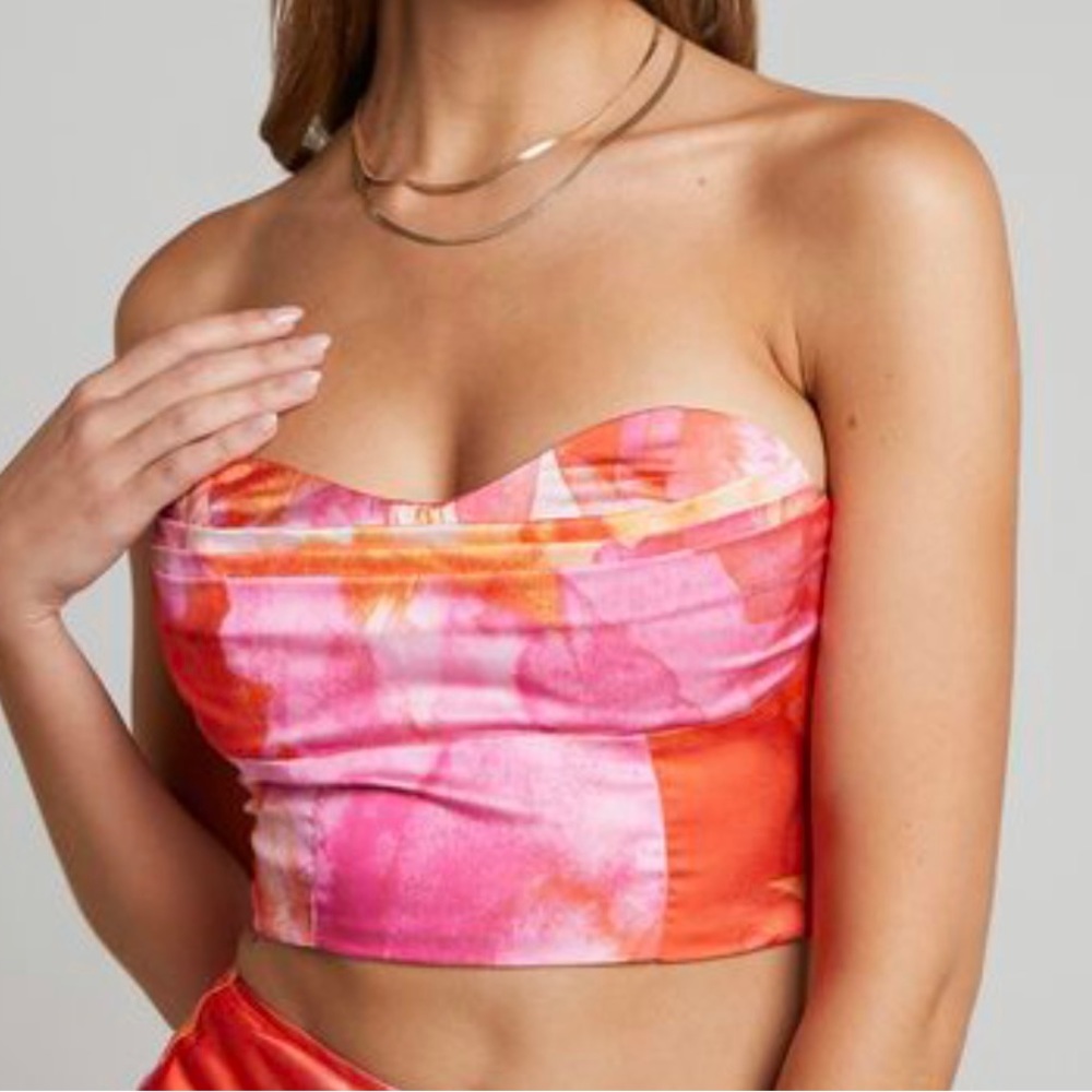 NWT Orange and Pink tie dye showpo strapless corset top